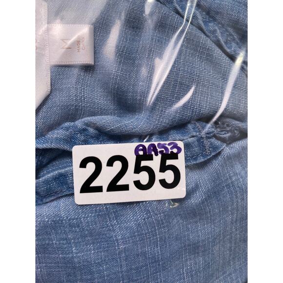 LC Lauren Conrad Chambray Cold Shoulder Ruffle Top Blue Medium Women’s - Picture 7 of 7